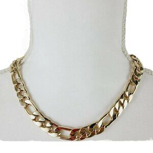 Chunky Statement Curb Chain Gold Tone 18"-21" Retro Shiny Excellent Condition